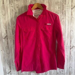 Columbia Pink Omni-Freeze Shirt PFG Fishing Button Down Medium
